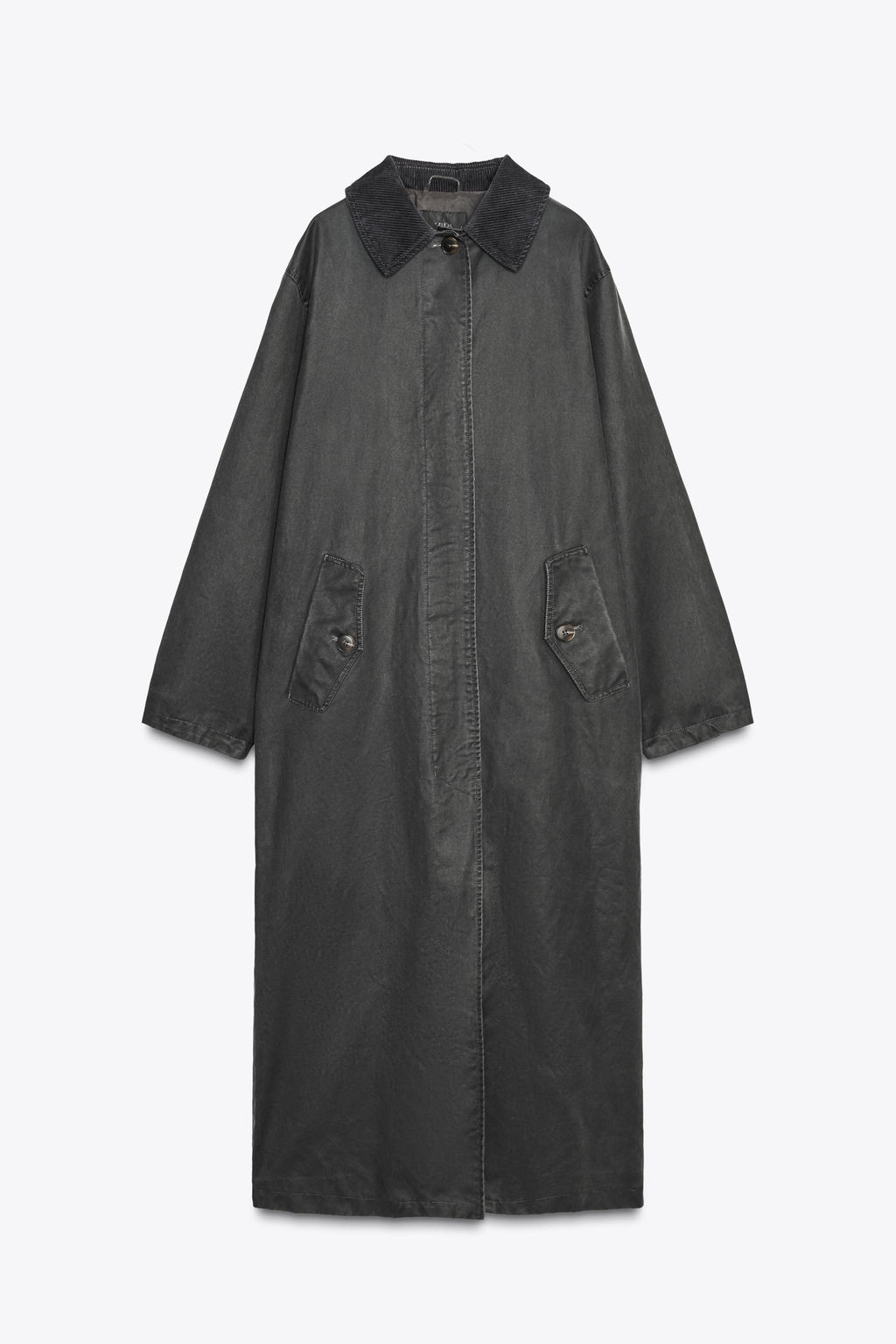 WAXED TRENCH COAT WITH CORDUROY COLLAR - Zara фото 11