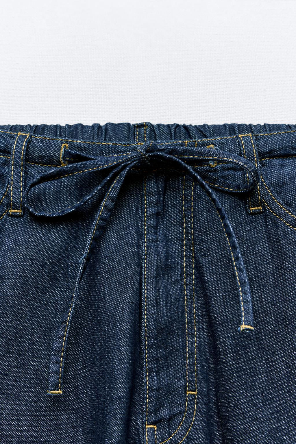 FLOWING DENIM-EFFECT TROUSERS - Zara фото 17