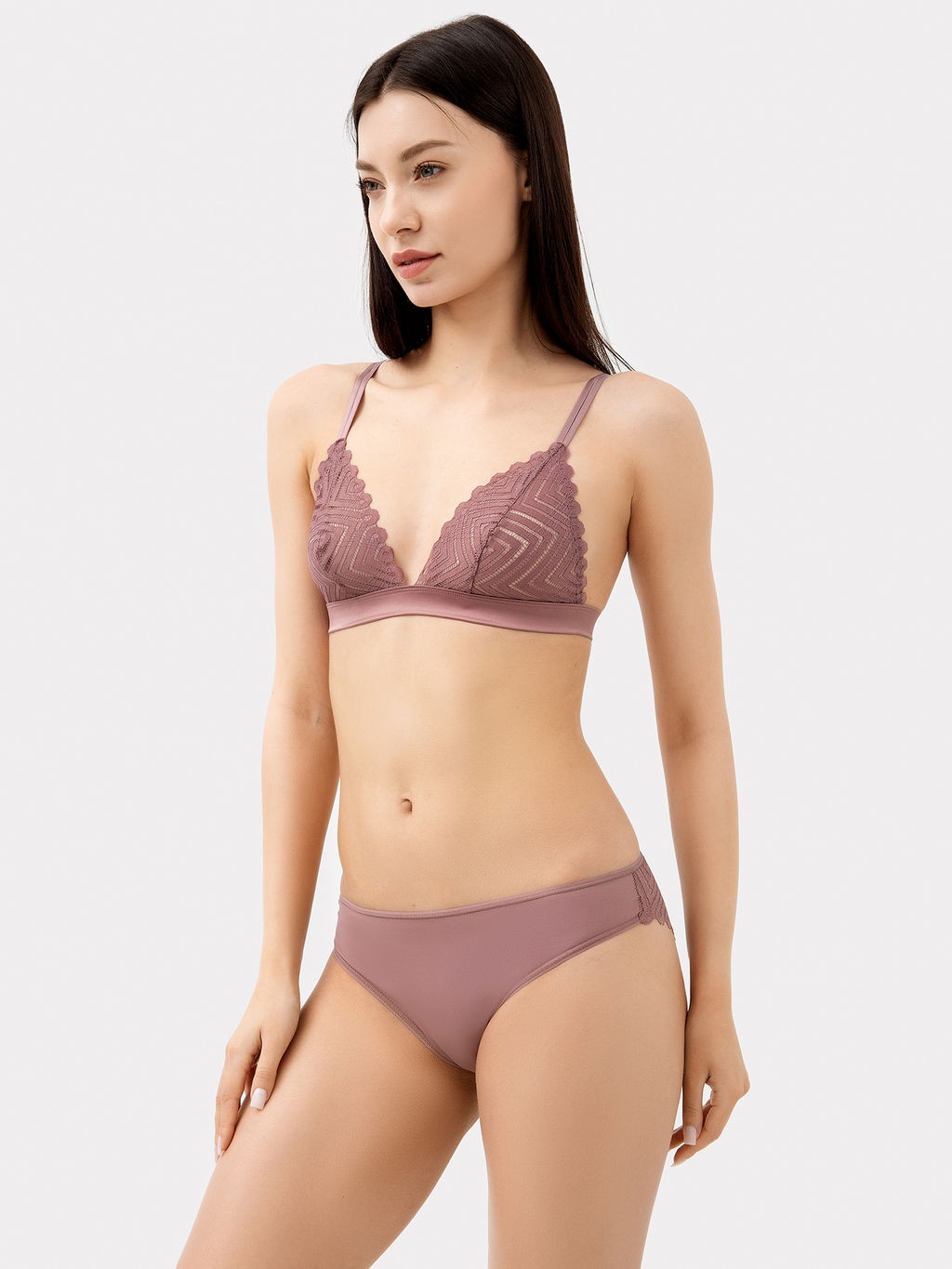 Цена за 2 штуки! Трусы женские слипы коричневые с деталями из кружева кофейная роза 412261H - Mark formelle фото 2