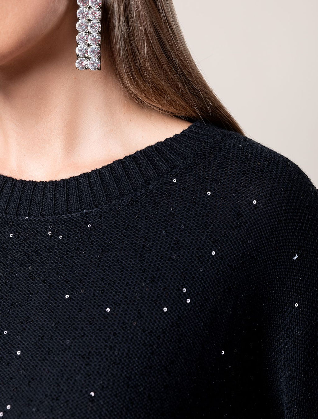 VILATTE / Свободный джемпер крупной вязки с пайетками фото 2