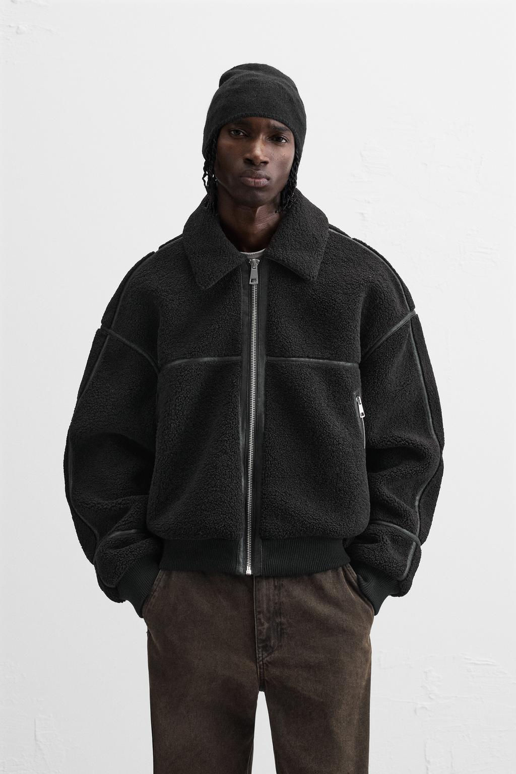 CONTRAST FAUX SHEARLING JACKET - Zara фото 2