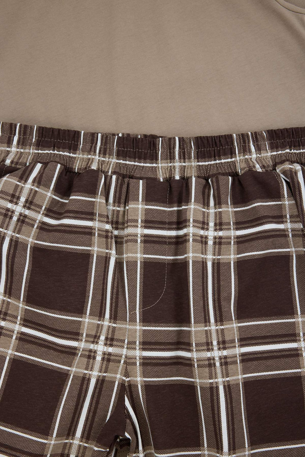 Bej Regular Ekose/Kareli Pamuklu Orme Pijama Tak?m? TMNSS26PT00047 - Trendyolmilla фото 4