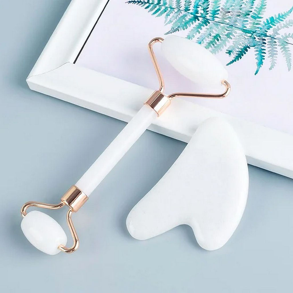 Nail Art Роликовый массажёр двусторонний, белый нефрит  фото 2