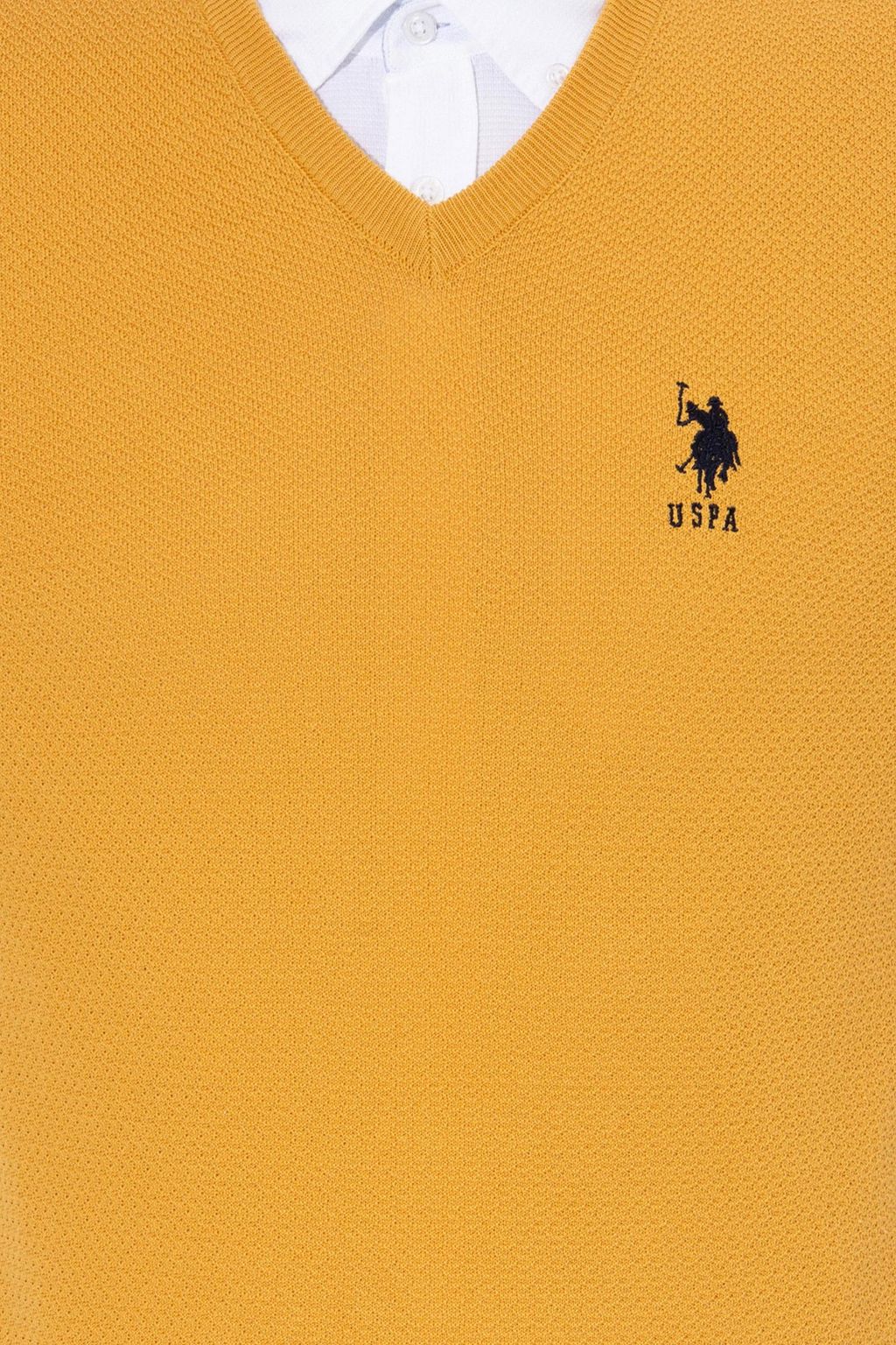 Мужской шафрановый трикотажный свитер Basic - U.s. polo assn фото 6