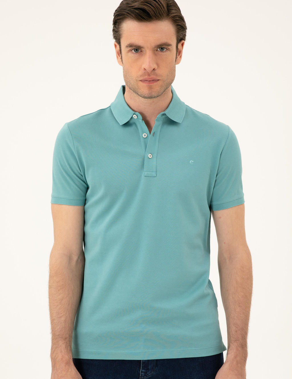 Базовая футболка приталенного кроя мятного меланжа - Cacharel фото 3