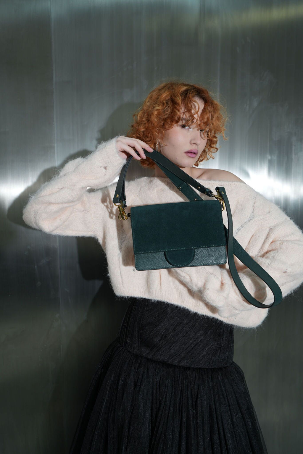 Сумка замшевая через плечо Deboro 30574 форест