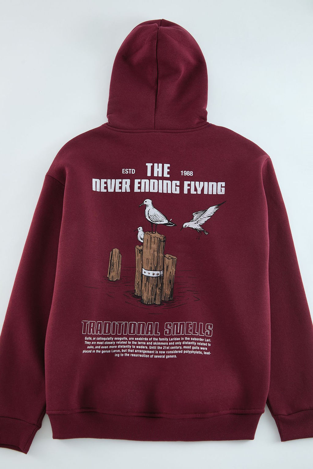 TRENDYOL MAN Bordo Oversize/Genis Kesim Kapusonlu Bask?l? Ici Polar Pamuklu Sweatshirt TMNAW24SW00136 - Trendyolmilla фото 12