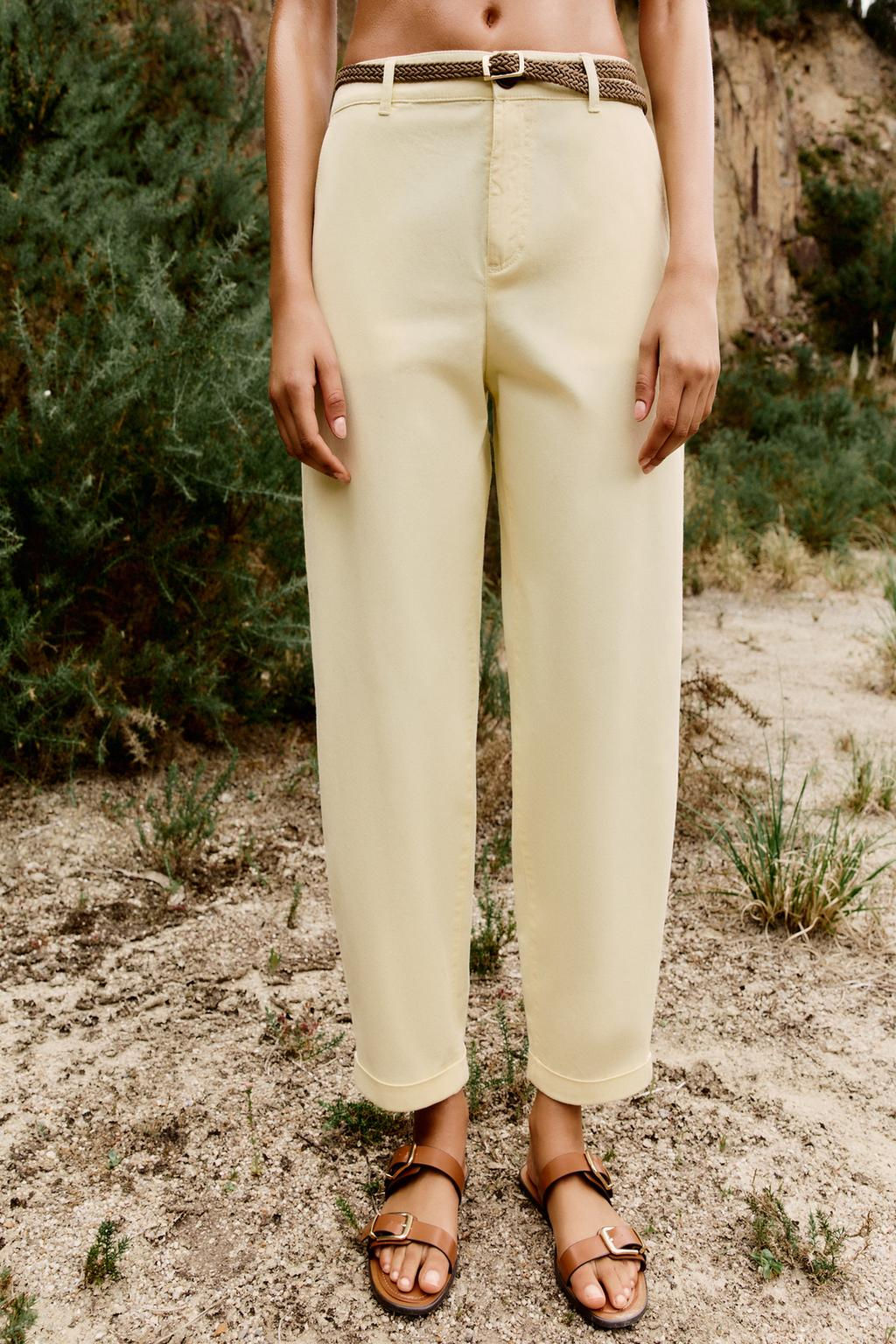 CHINO TROUSERS WITH BRAIDED BELT - Zara фото 2
