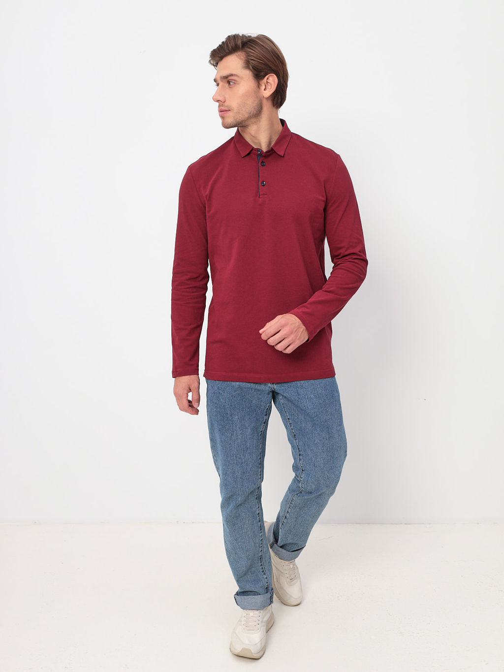 Джемпер мужской с воротником поло GREG G155-PO1246-CTR2085 (бордовый)  фото 3