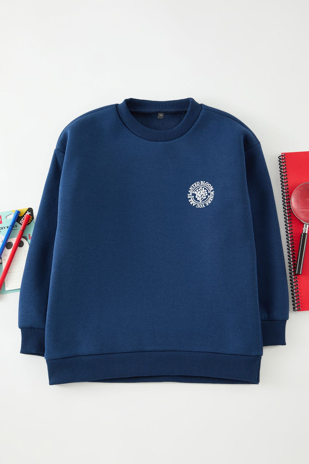 Indigo Erkek Cocuk Bask?l? Orme Mini Me Sweatshirt TKDAW25SW00109