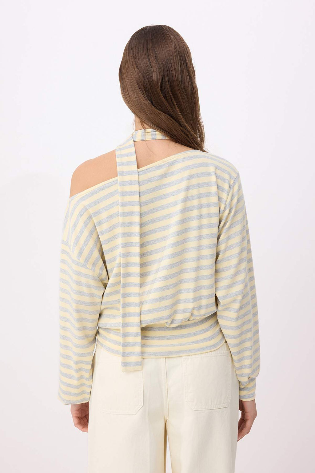 Cok Renkli*001 Cizgili Sal Aksesuar Detayl? Regular/Normal Kal?p Orme Bluz TWOAW26BZ00308