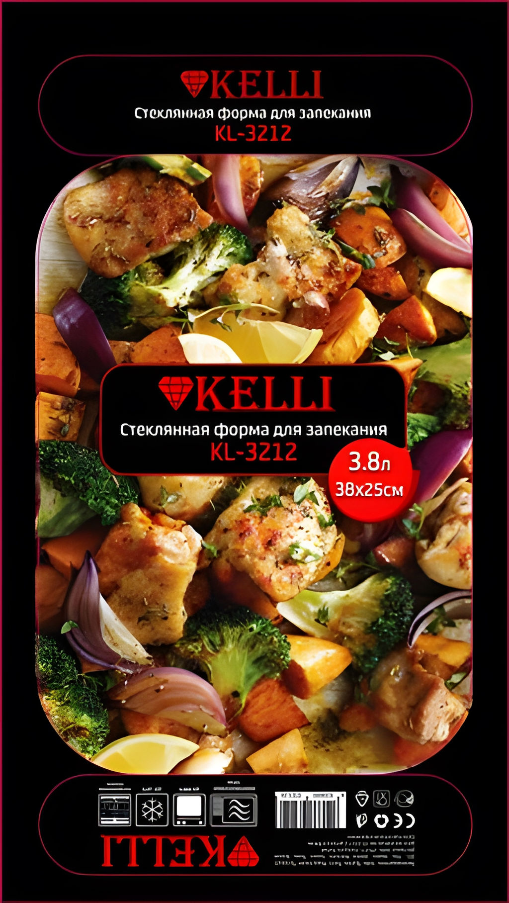 Форма стекл. для запекания 3,8 л 38*25 арт. KL-3212