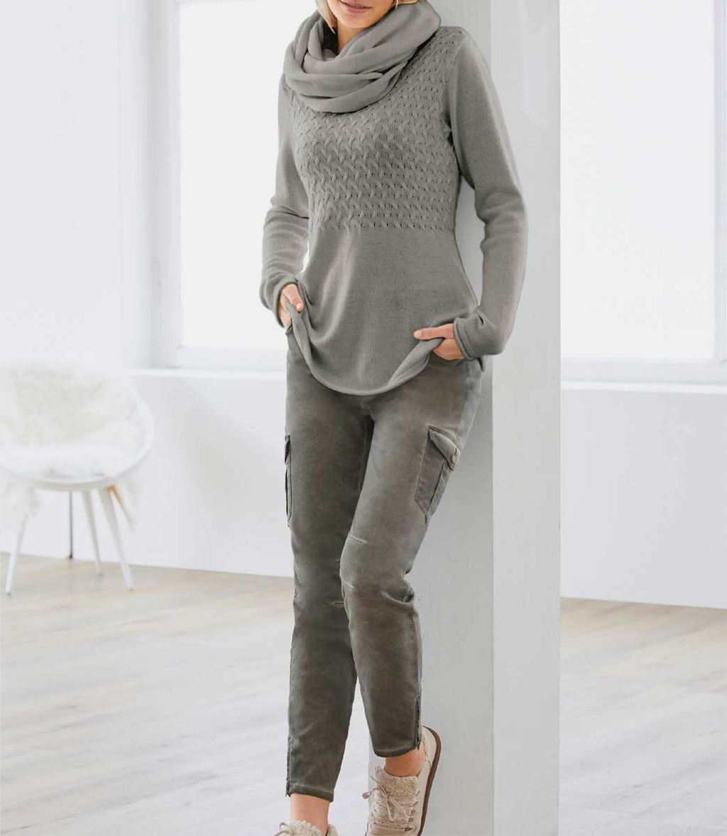 Пуловер с шарфом, серые - Linea tesini фото 5