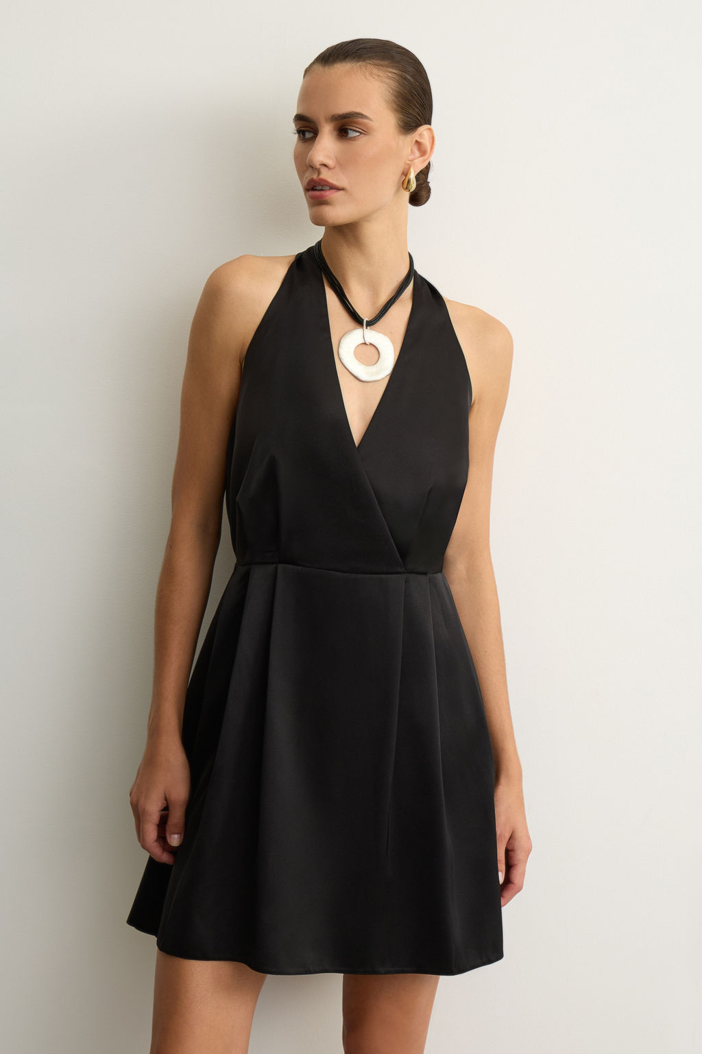 Платье мини из сатина с драпированным лифом - Mollis фото 3