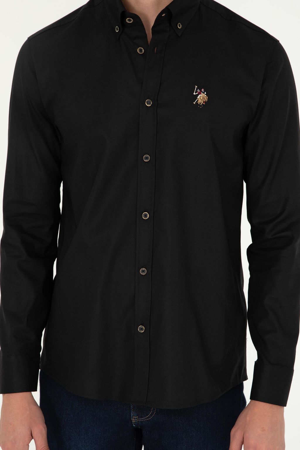 Мужская черная базовая рубашка с длинным рукавом Неожиданная скидка в корзине - U.s. polo assn фото 6