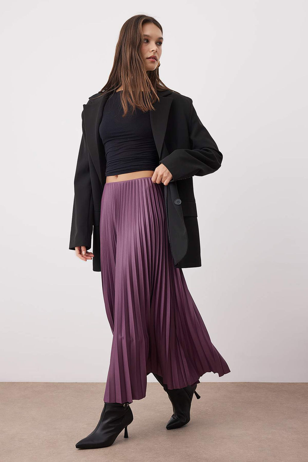 Mor A Kesim/Can Form Piliseli Maxi Esnek Orme Etek TWOSS24ET00041