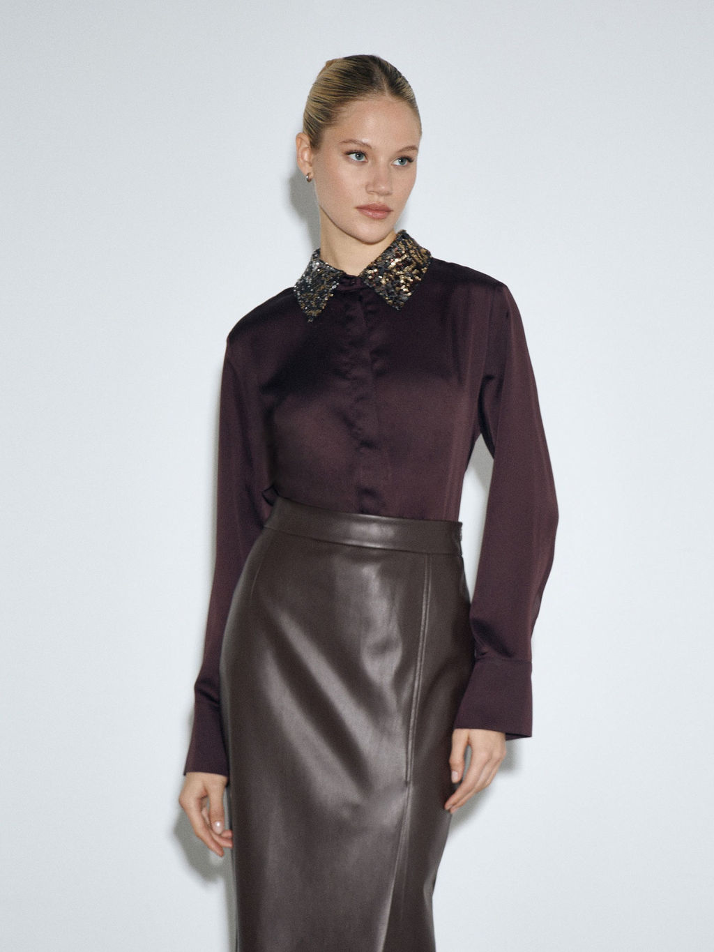 Рубашка с декоративным воротником B2915/patel - Emka фото 4