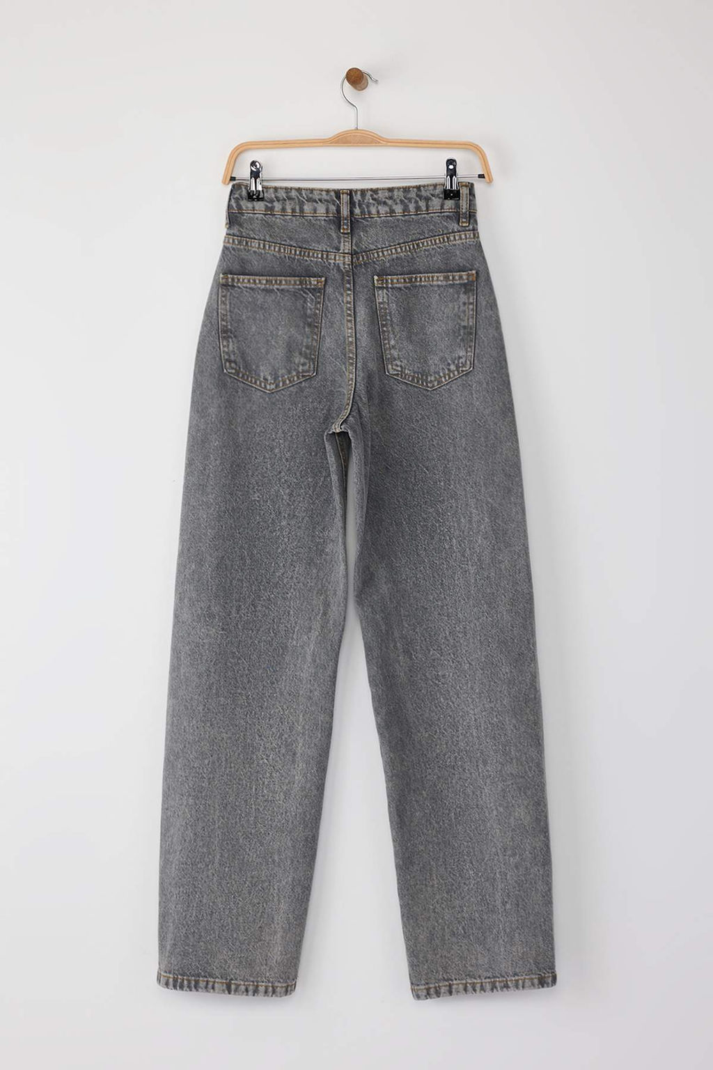 Gri Yuksek Bel Baggy %100 Pamuk Non-Stretch Jeans TWOAW25JE00130