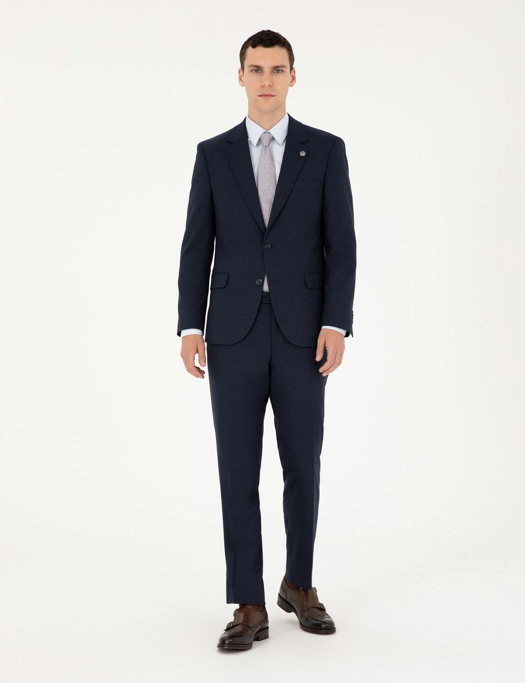 Lacivert Slim Fit Tak_m Elbise