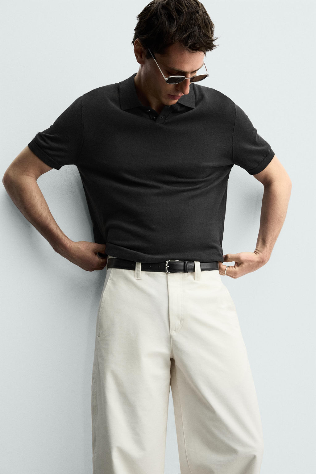 POLO PUNTO REGULAR FIT ALGOD?N - LINO / Gris oscuro - Zara фото 7
