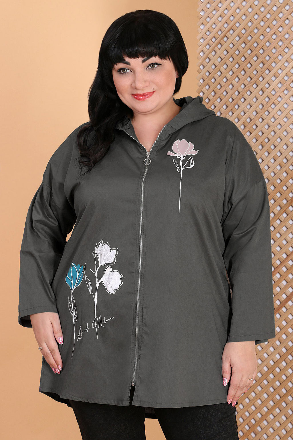 Туника с капюшоном серая