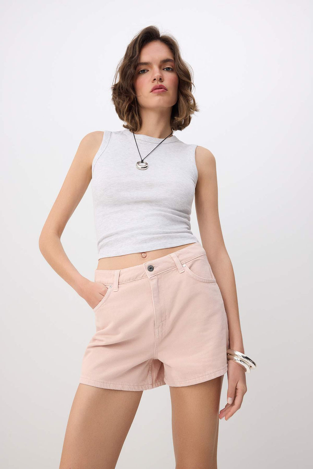 Pembe SUPER MINI Denim Beach Sort TWOSS26SR00168 - Trendyolmilla фото 4