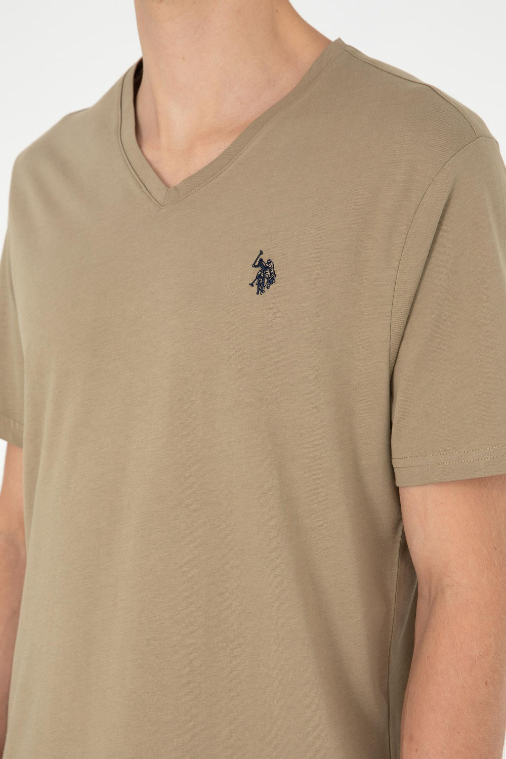 Мужская базовая футболка цвета хаки - U.s. polo assn фото 7