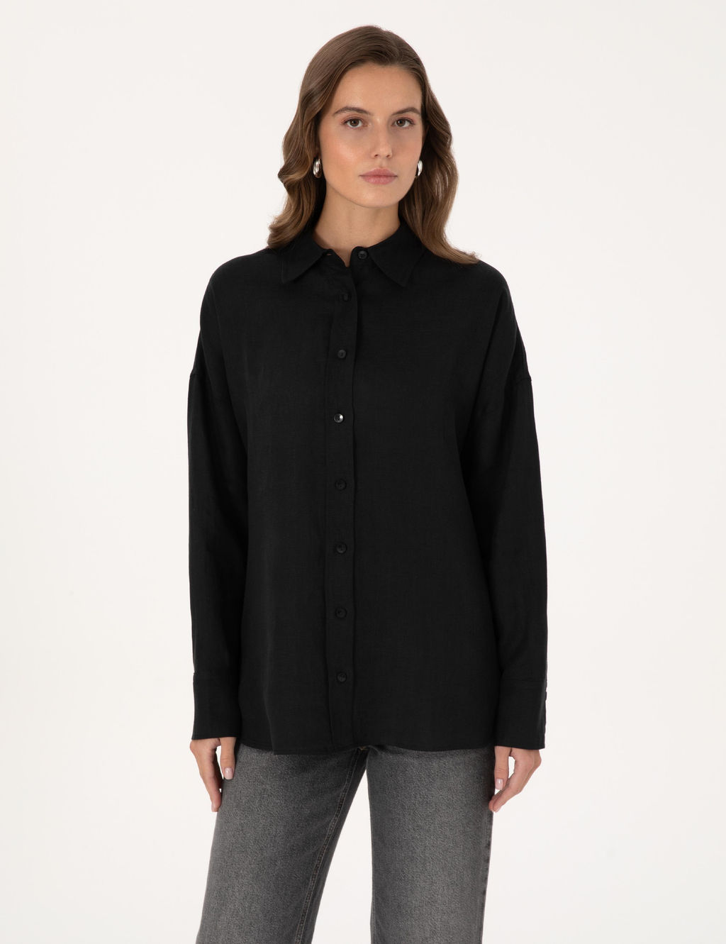 Siyah Oversize Uzun Kollu G_mlek