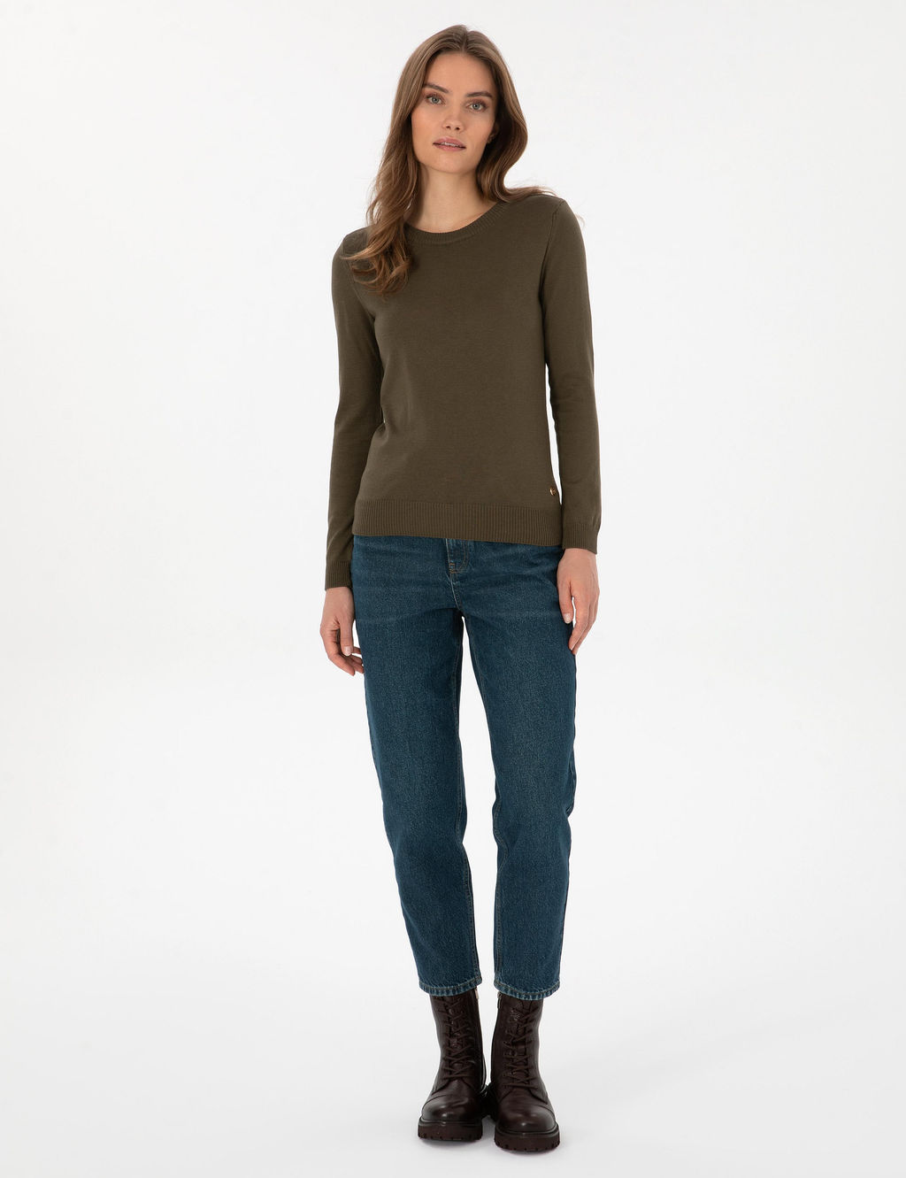 Haki Slim Fit Basic Kazak