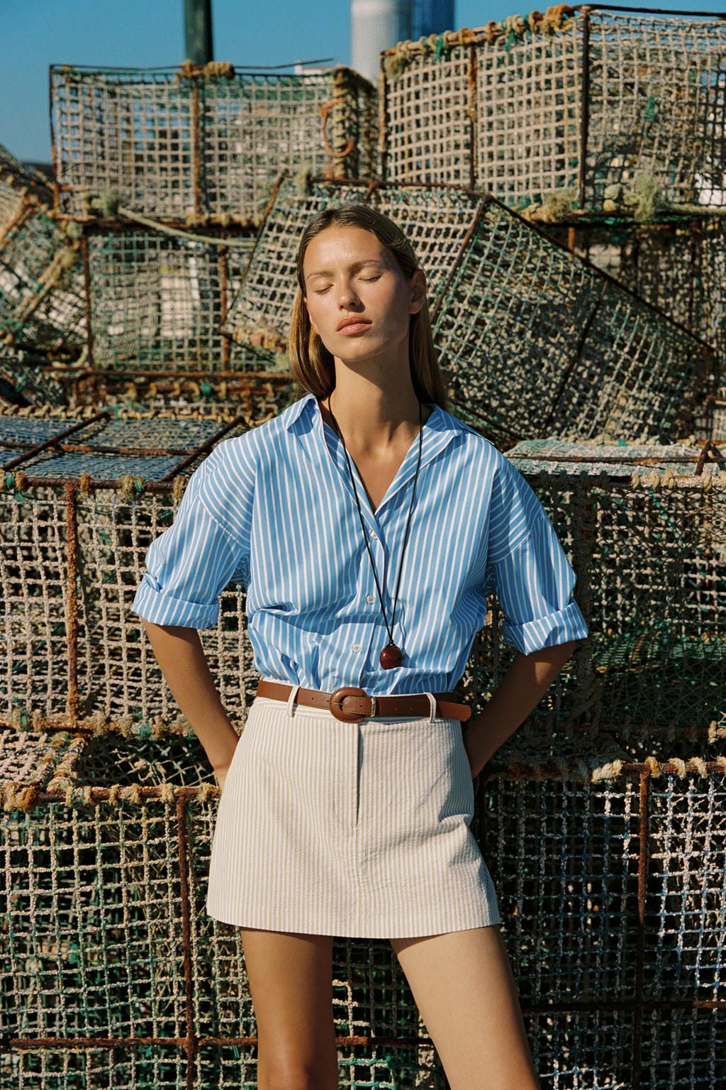 STRIPED CULOTTES WITH BELT - Zara фото 19