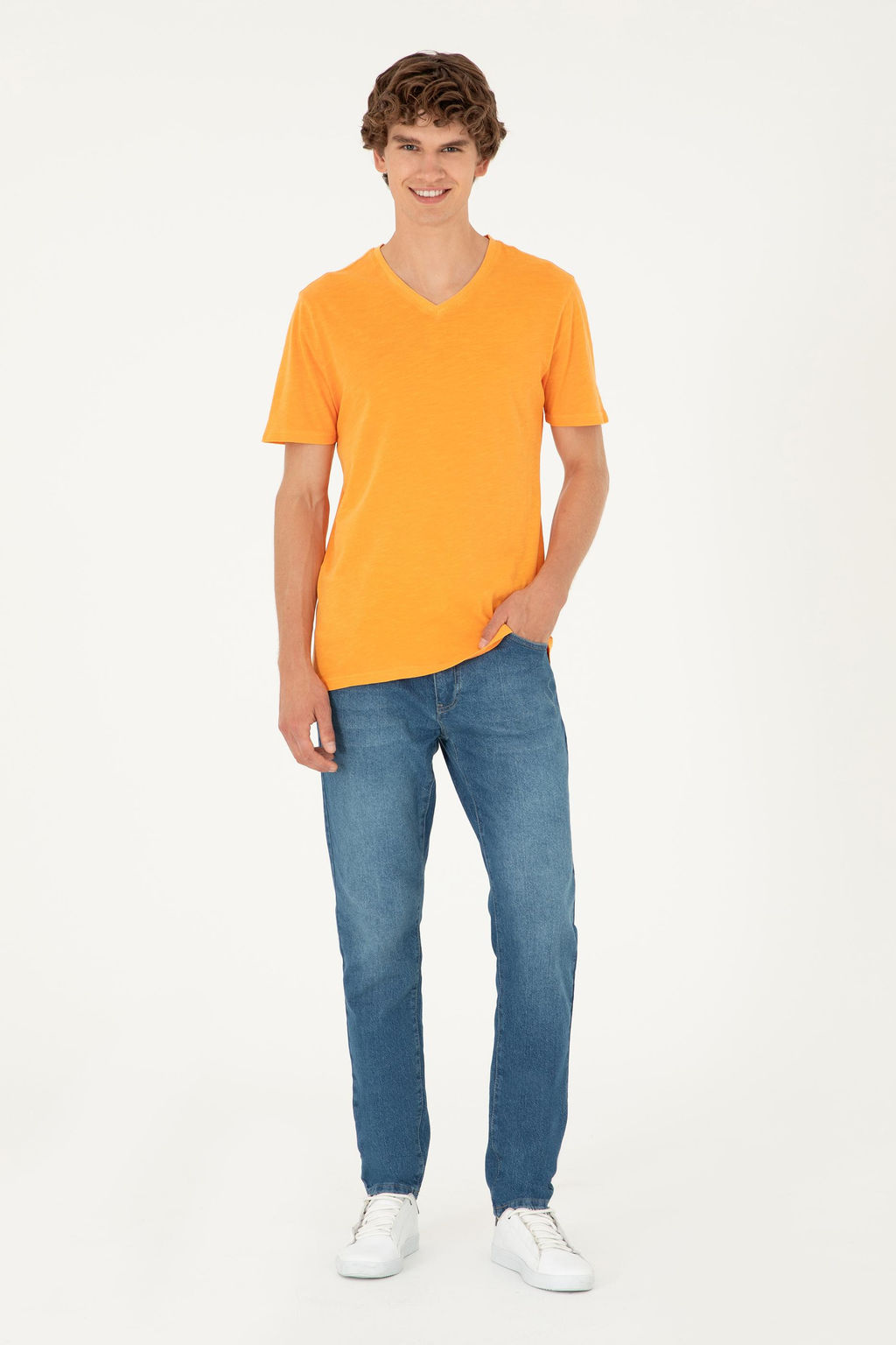 Мужская оранжевая базовая футболка - U.s. polo assn фото 4