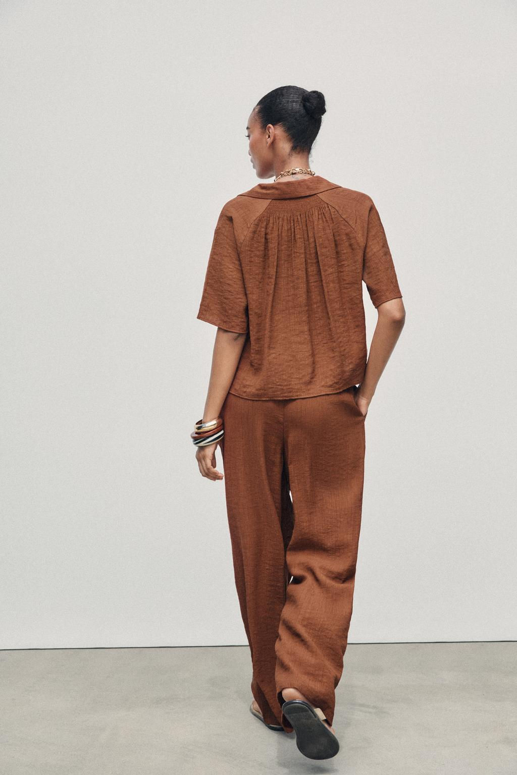 WIDE-LEG TROUSERS WITH ELASTIC WAISTBAND - Zara фото 23