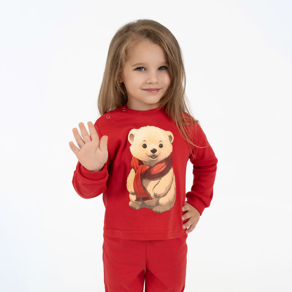 Комплект ясельный красный мишка КМ-1413 (74, 48)