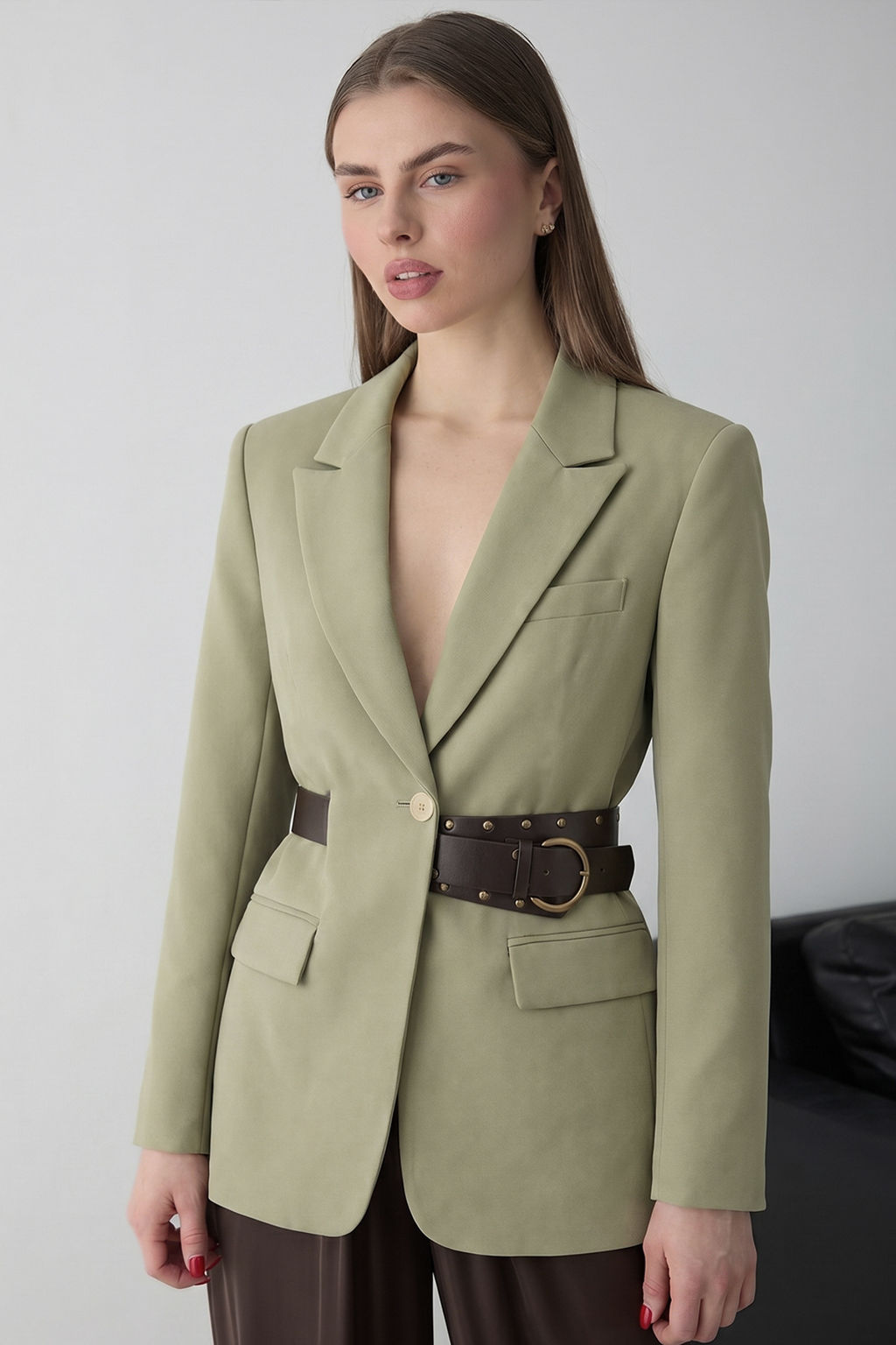 Tas Kendinden Kemerli Blazer Ceket TWOSS26BC00040 - Trendyolmilla фото 10