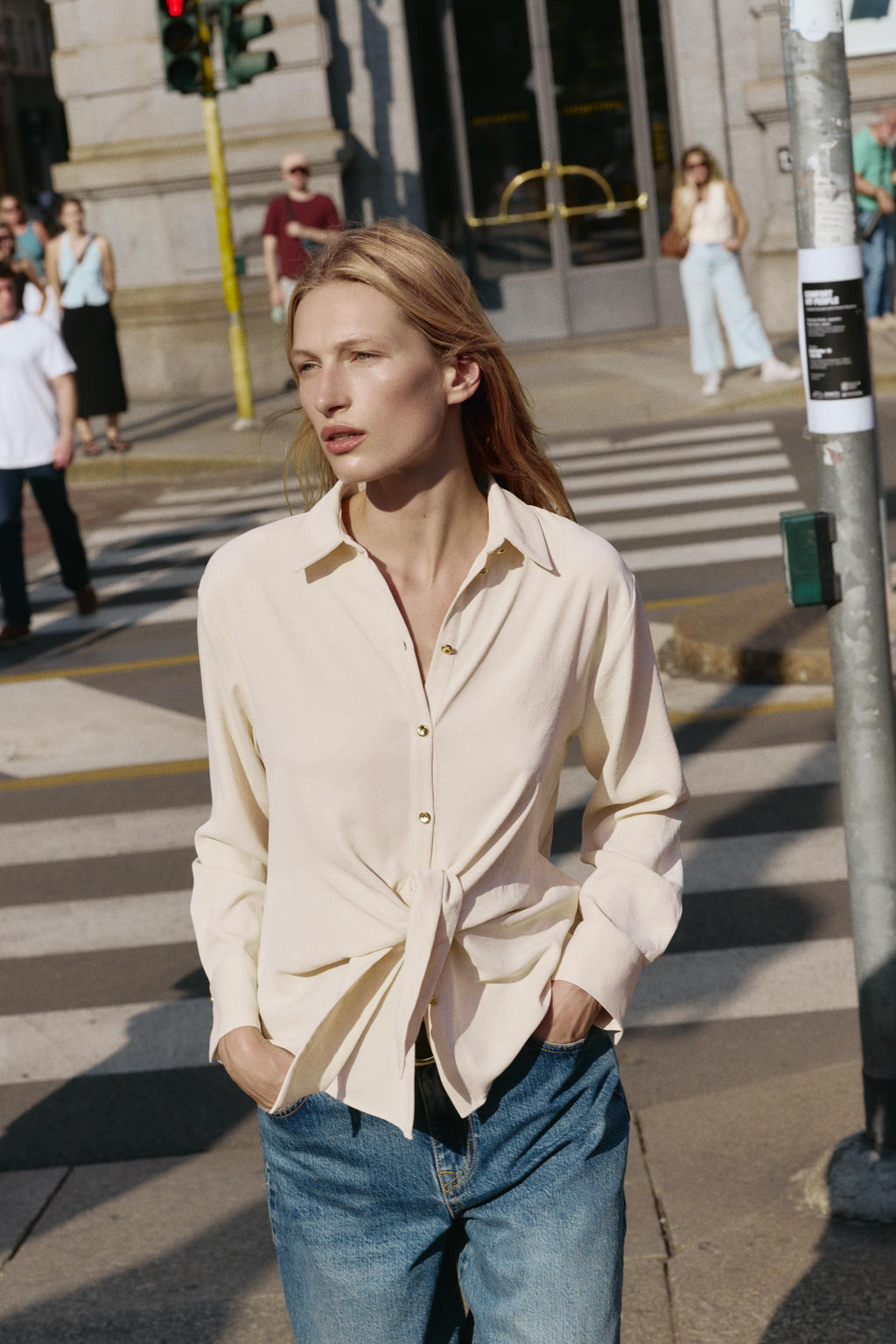 SHIRT WITH WAIST KNOT - Zara фото 4