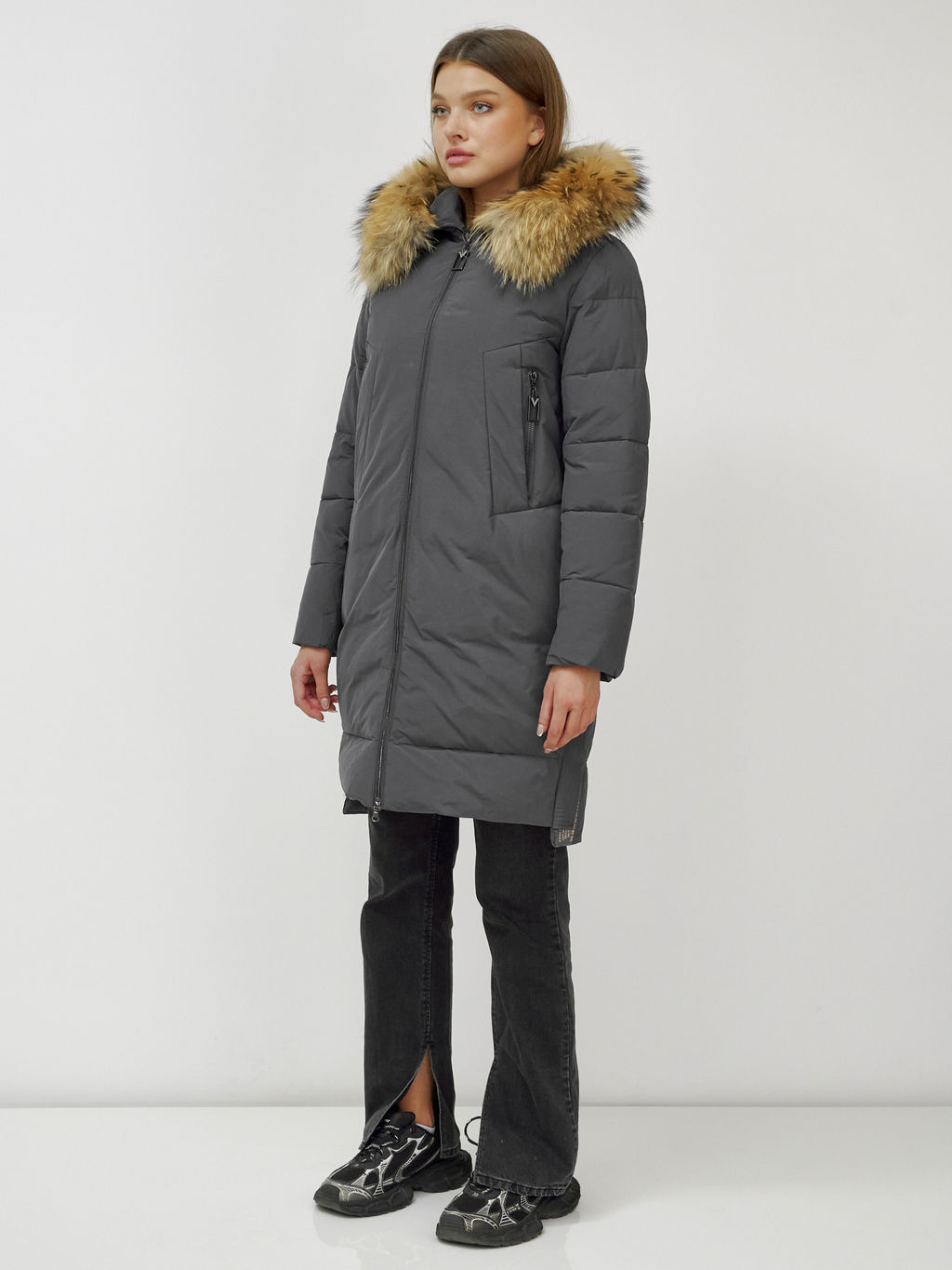 Куртка ПРЕМИУМ КЛАССА зимняя с мехом ЕНОТА, темно-серого цвета - Mtforce фото 3