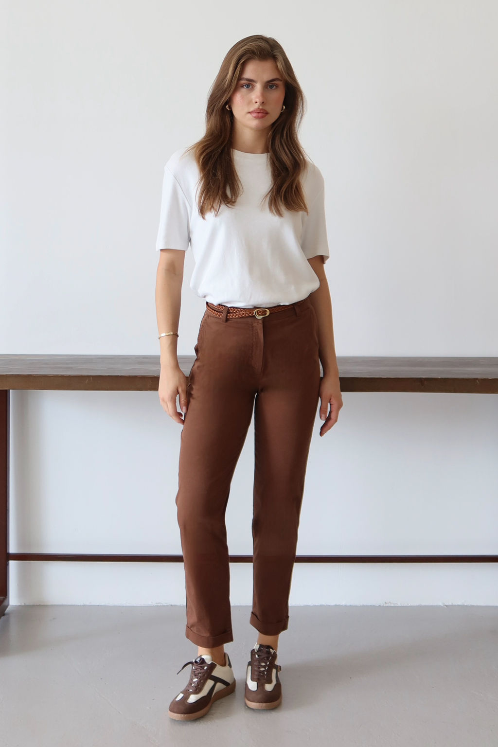 Kahverengi Kemerli Chino Pantolon TWOAW26PL00109