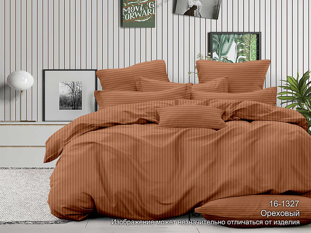 КПБ Страйп - сатин Ореховый 2,0-спальный