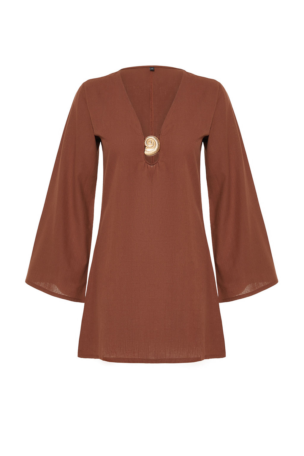 TRENDYOLMILLA Beyaz Mini Dokuma Premium Deniz Kabugu Aksesuarl? Flaml? Pamuk Plaj Elbisesi TBESS24EL00020  фото 8