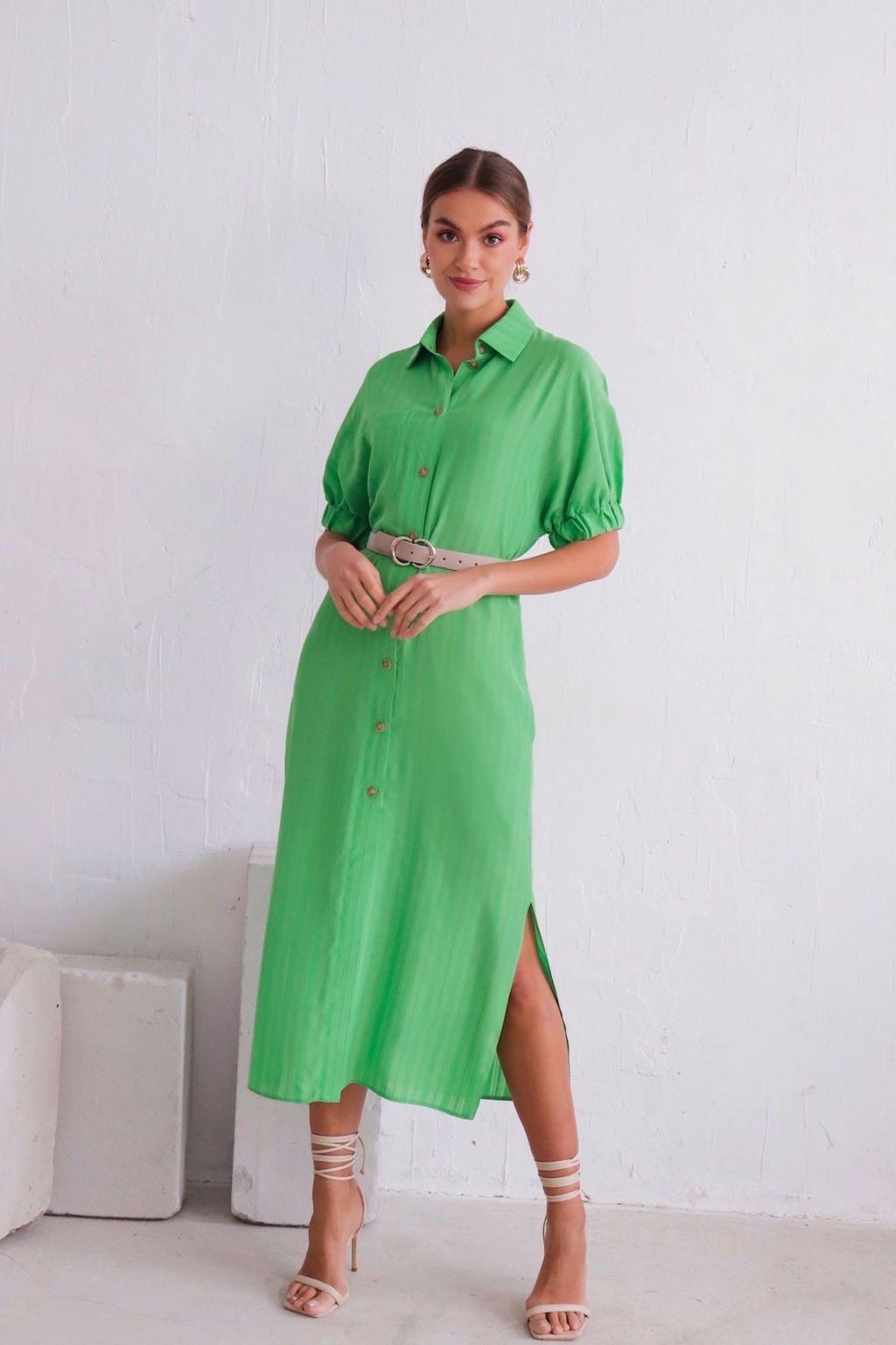 10699 Платье-рубашка салатовое - Martichelli фото 3