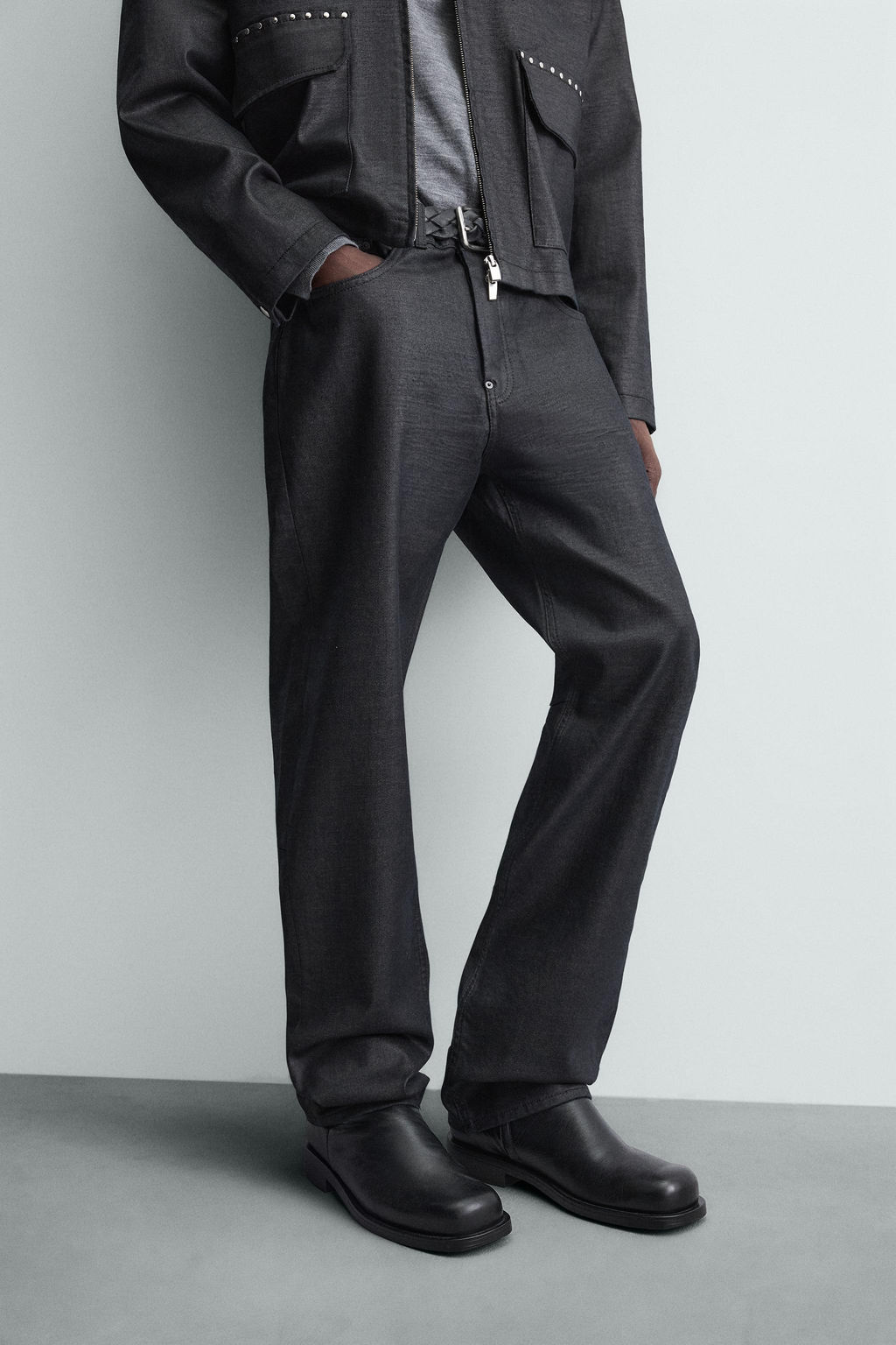 WAXED STRAIGHT-LEG JEANS - Zara фото 5