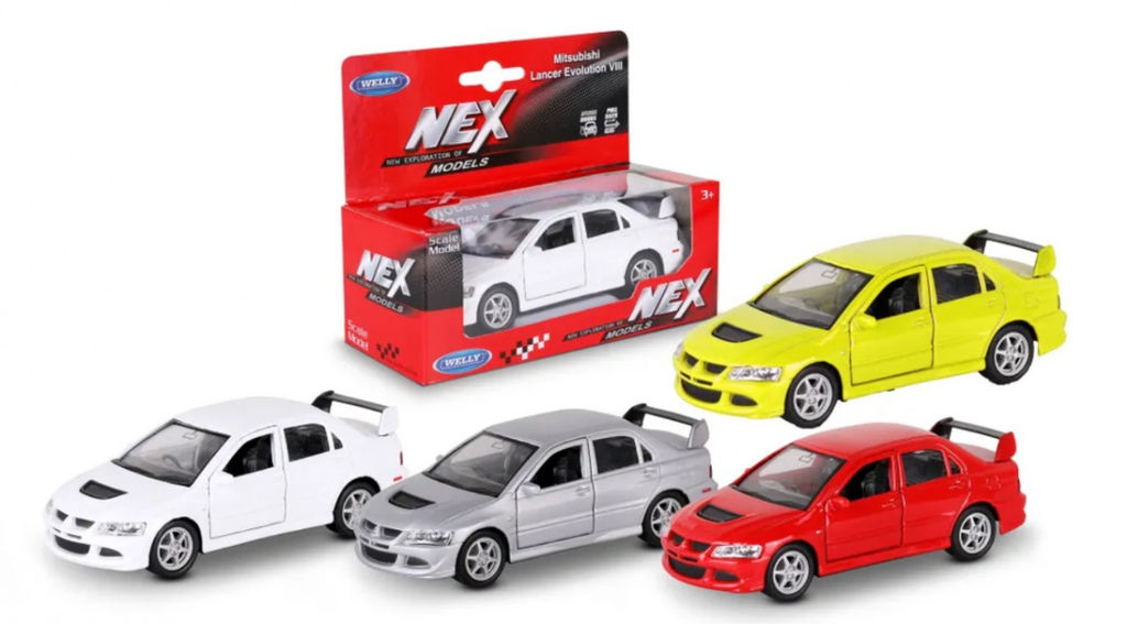 Welly. Машинка 1:38 "Mitsubishi Lancer EVO VIII" пруж. мех., цвет в ассорт. арт.42338W