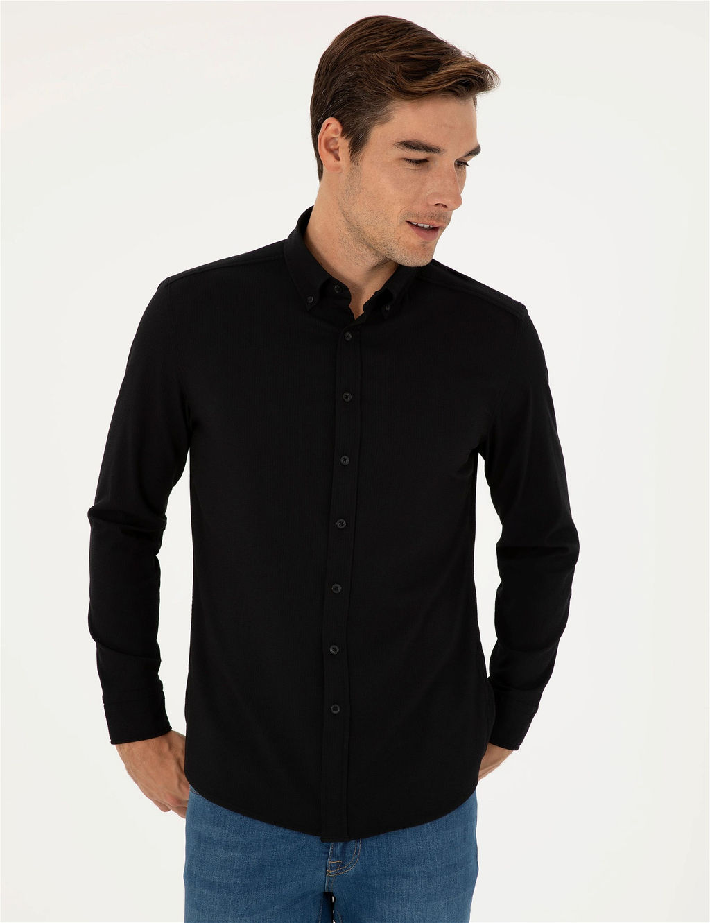 Siyah Slim Fit Uzun Kollu G_mlek - Pierre cardin фото 3