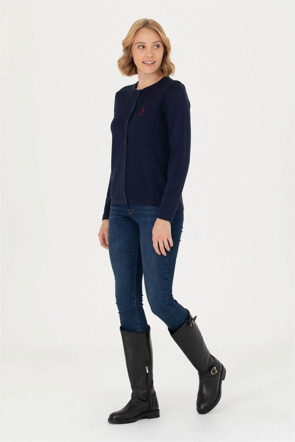 U. S. Polo Assn Женский темно-синий базовый трикотажный кардиган - U.s. polo assn фото 11