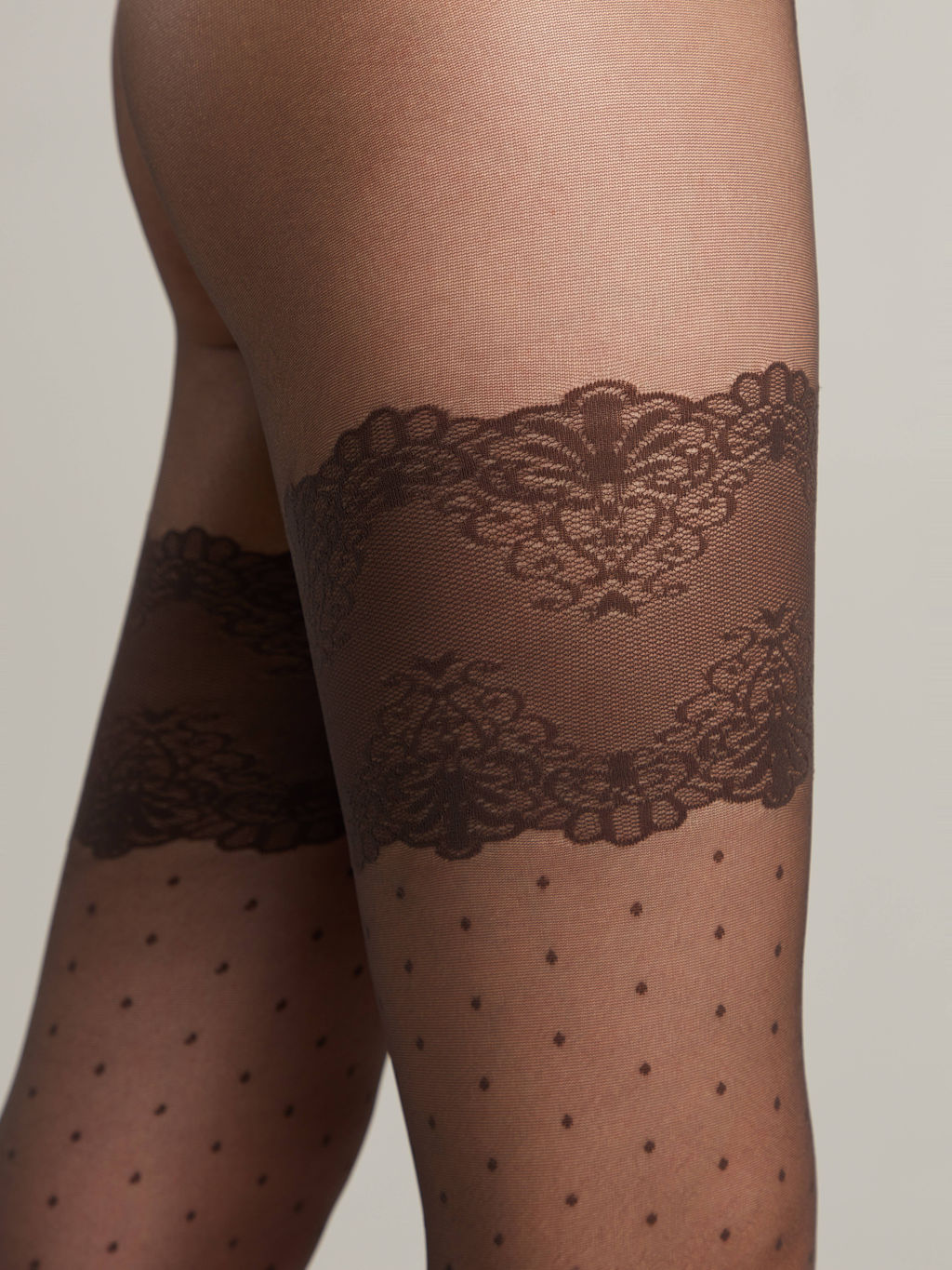 Колготки фантазийные CONTE Колготки в точку с имитацией чулок Seduction grafit  фото 3