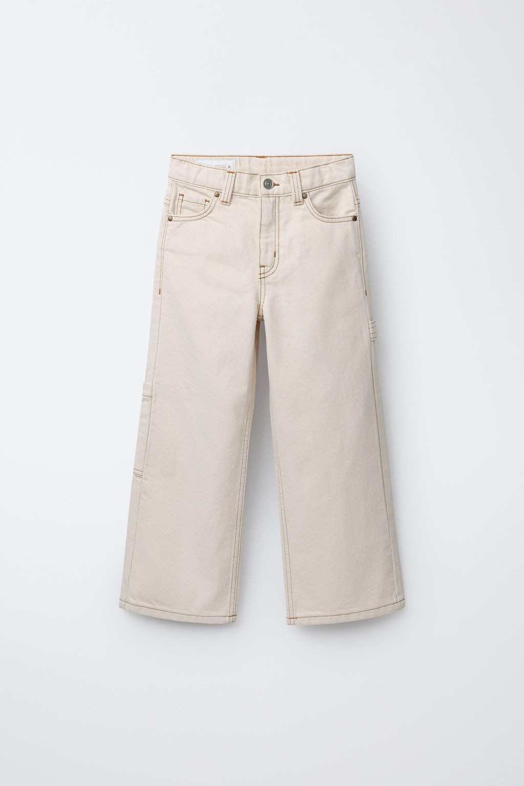 ECRU CARPENTER TROUSERS WITH TOPSTITCHING - Zara фото 5