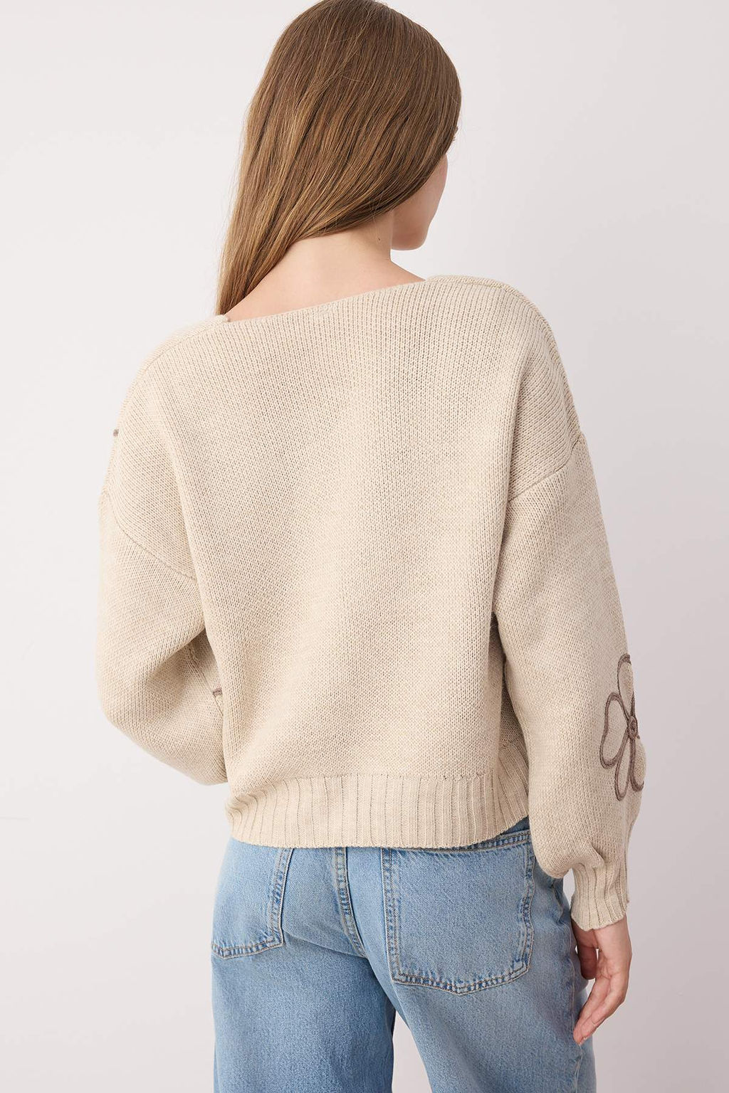 Bej Nak?s Detayl? V Yaka Triko H?rka TWOAW25HI00291