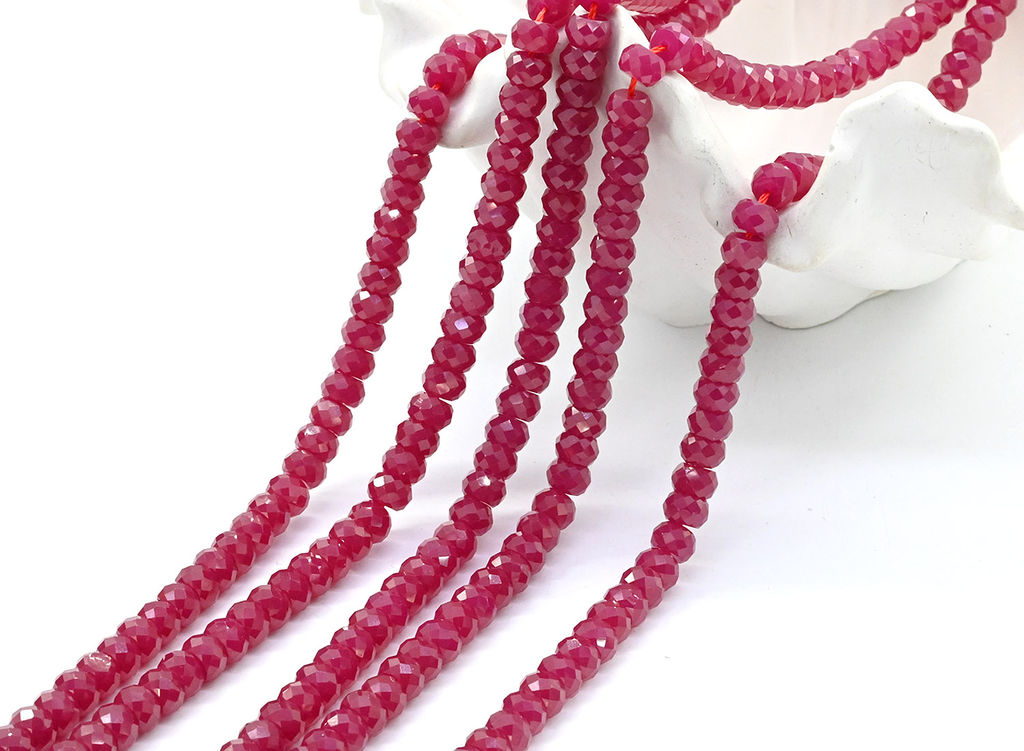 Бусины из рубина рондель граненый 6*4мм, 38см, 97 бусин Радуга камня