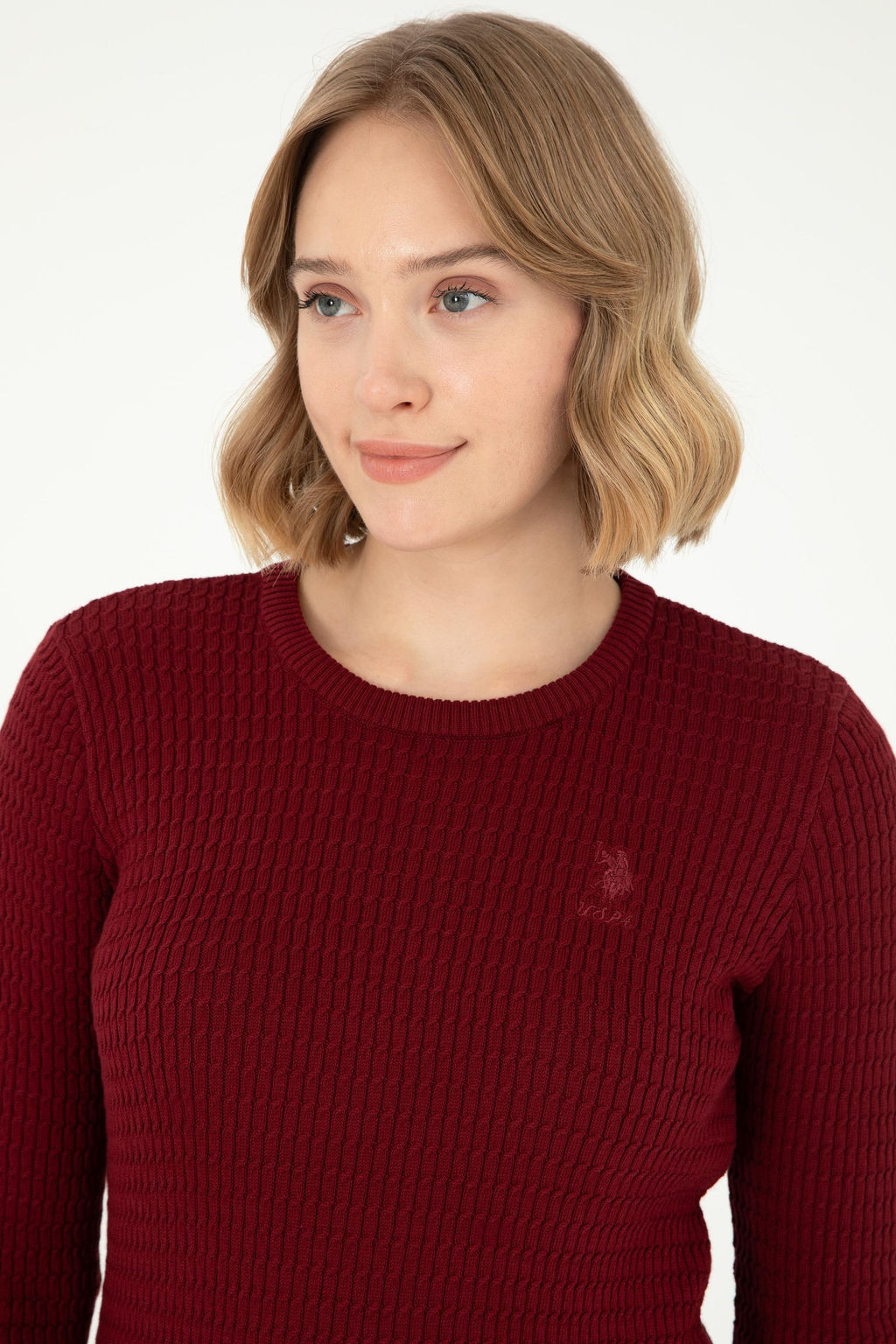 Женский бордово-красный базовый свитер - U.s. polo assn фото 2
