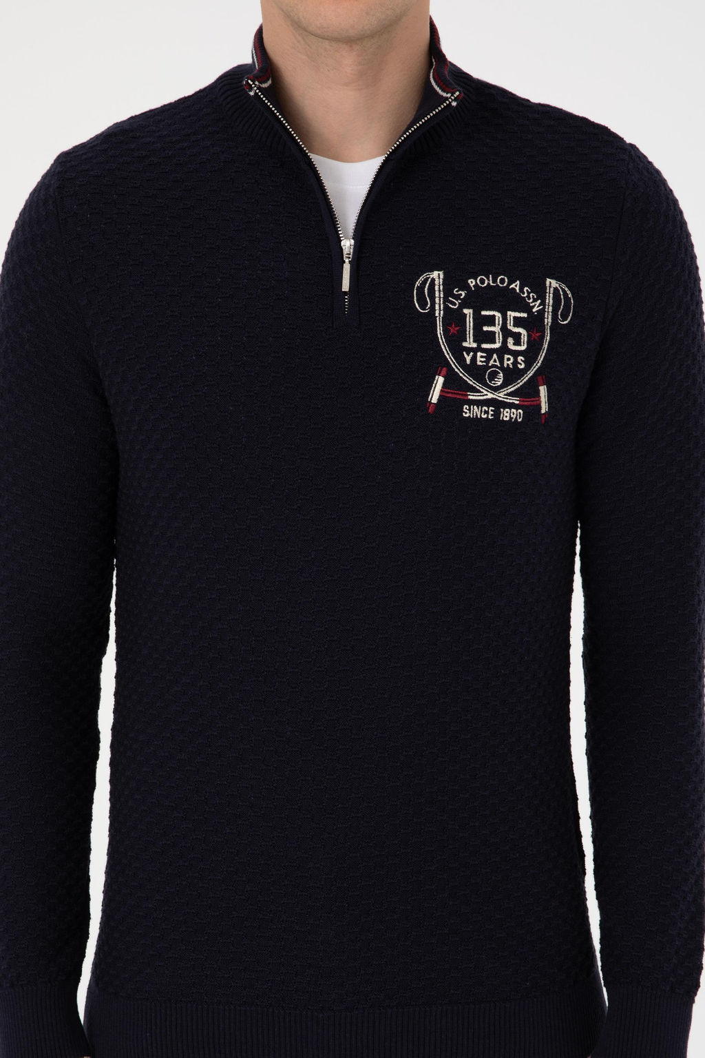 Erkek Slim Fit Yar_m Fermuarl_ Lacivert Kazak - U.s. polo assn фото 6
